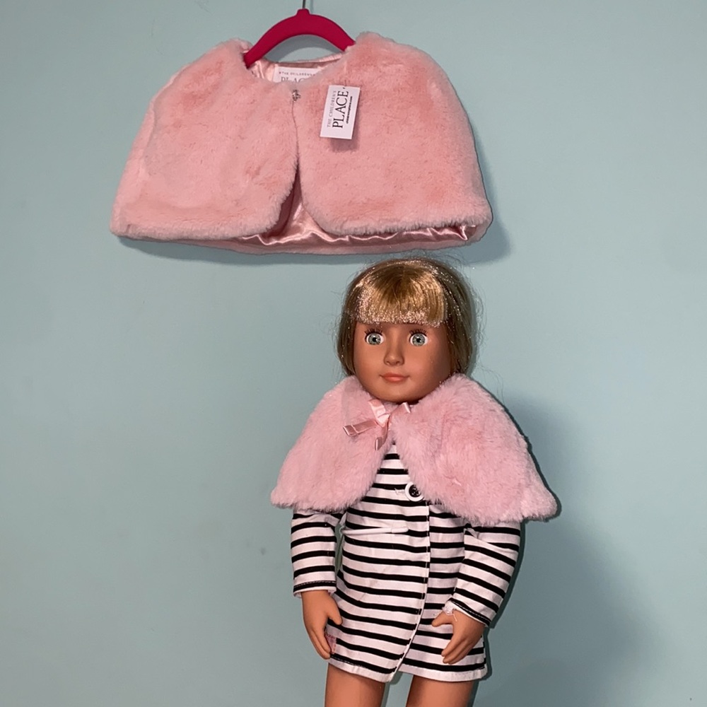 NWT! Girls Pink Shawl w/ Matching Doll Shawl 4T